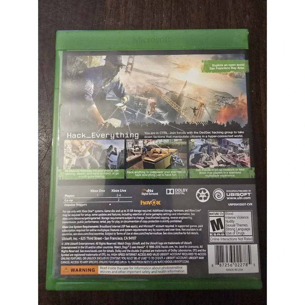 Watch Dogs 2‎ - Xbox One Video Game TESTED